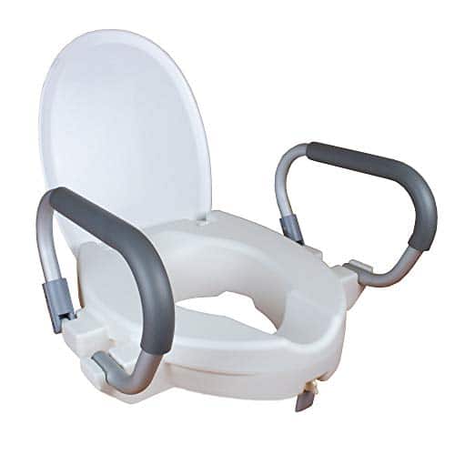 Mobiclinic, Rehausseur wc adulte, Mod. alcalá, Marque européenne, Hauteur 10 cm, Toilettes personnes âgées, Siège, Handicapé, Couvercle, Accoudoirs, Blanc