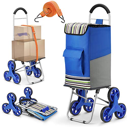 Popolic Chariot De Courses, 2 en 1 Poussette de Marché 75l & Sac de Chargement Super 50kg avec Bonus Cordon élastique, Qui Allège Le Travail pour Escalier -6 sans Bruit Roues Caddie Courses