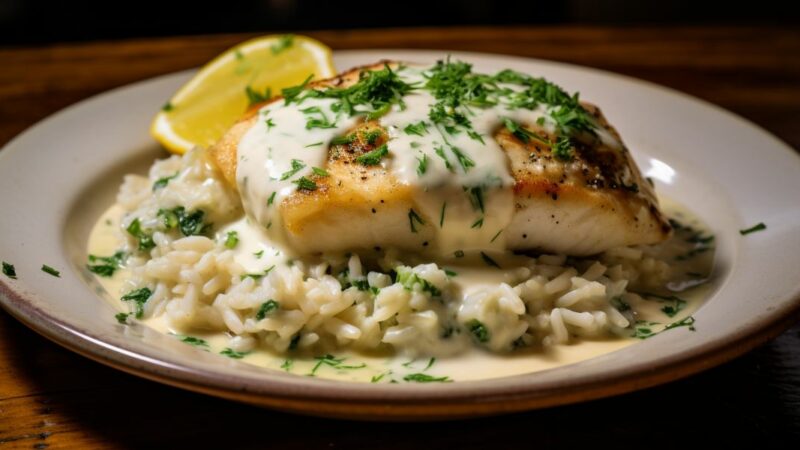 Délicieux cabillaud à la crème avec riz pilaf : un repas rapide et économique !