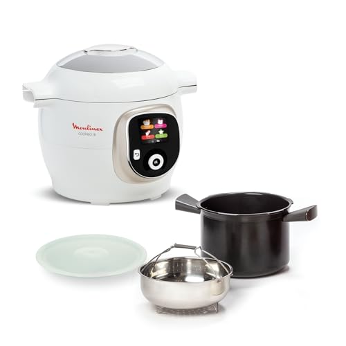 Moulinex, Cookeo Multicuiseur intelligent 6L, 150 recettes intégrées, Cuisson sans surveillance, Ecran intuitif, Guide de cuisson, Application MyMoulinex, 1600W, Blanc, 15 ans réparabilité