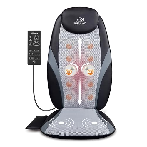 Snailax Masseur De Dos Shiatsu avec Chaleur - Nœuds De Massage en Gel, Massage en Profondeur Coussin De Massage De Siège Massant pour Maison&Bureau, Cadeau Homme Femme Noël Visiter la boutique Snailax