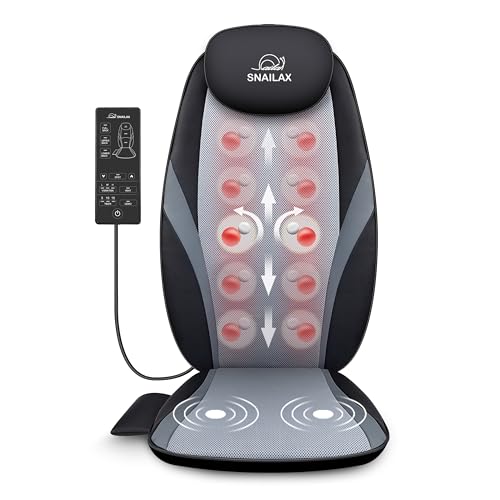 Snailax Siège Massant Shiatsu Massage du Dos Chauffant Fauteuil Relaxation Pétrissage Roulement pour Domicile Bureau