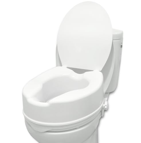 PEPE - Rehausseur WC Adulte 15 cm, Toilette Rehausseur de WC pour Personne Âgée, Siège Toilette Handicapé, Rehausseurs de Toilettes, Surelévateur WC, Rehausseur WC avec Couvercle