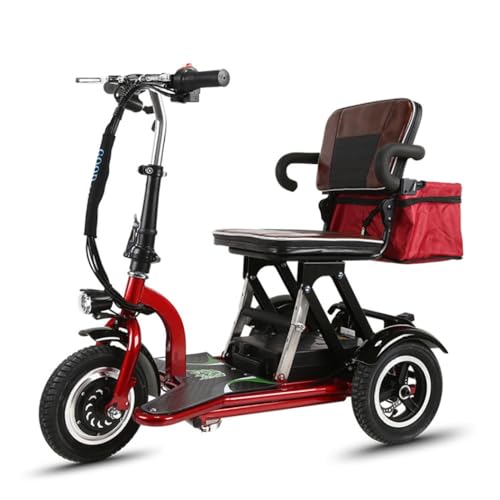 Scooter De Mobilité Pliable,Tricycle Adulte Electrique,Autonomie De La Batterie 30/35/40/55Km,Chaise Roulante Handicapé,Velo Electrique,Pour Personnes Âgées Adultes Handicapés red,30km