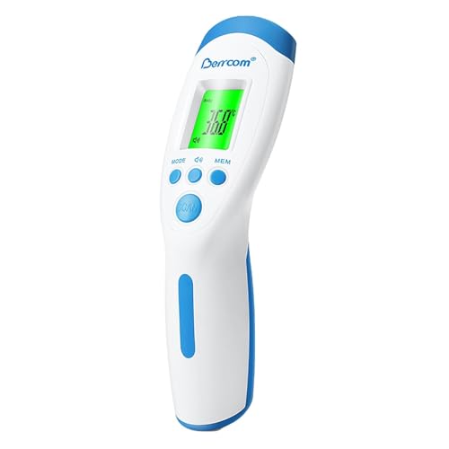 Berrcom Thermomètre Frontal Adulte, Thermomètre Médicale Bébé, Thermomètre sans Contact Thermomètre Infrarouge 3 en 1 avec Lecture Instantanée, Alarme de Fièvre, Commutateur °C/°F