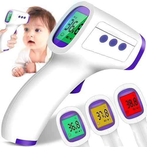 Retoo Thermomètre clinique infrarouge numérique sans contact avec écran LCD, thermomètre frontal pour bébés et enfants, alarme de fièvre tricolore, thermomètre frontal contre la fièvre, appareil