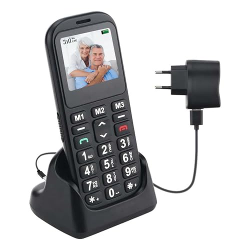 Telephone Portable Senior Téléphone Senior Telephone Doro Téléphone Portable Basique Téléphone Portable 2G Dual SIM Débloqué pour Seniors avec Grandes Touches, Bouton SOS, Noir