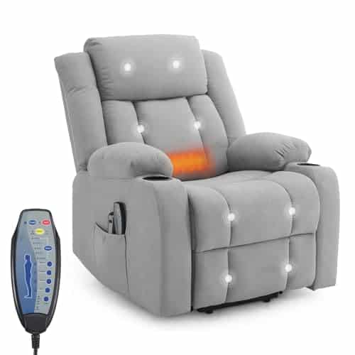 LEADZM Fauteuil releveur électrique, Fauteuil Relax électrique, avec Fonction Massage et Chaleur, Inclinaison réglable, Fauteuil Relaxant avec Repose-Pied，télécommandes