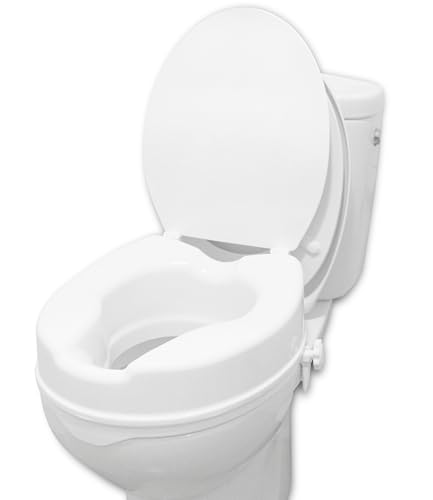 PEPE - Rehausseur WC Adulte 10 cm, Toilette Rehausseur de WC pour Personne Âgée, Siège Toilette Handicapé, Rehausseurs de Toilettes, Surelévateur WC, Rehausseur WC avec Couvercle